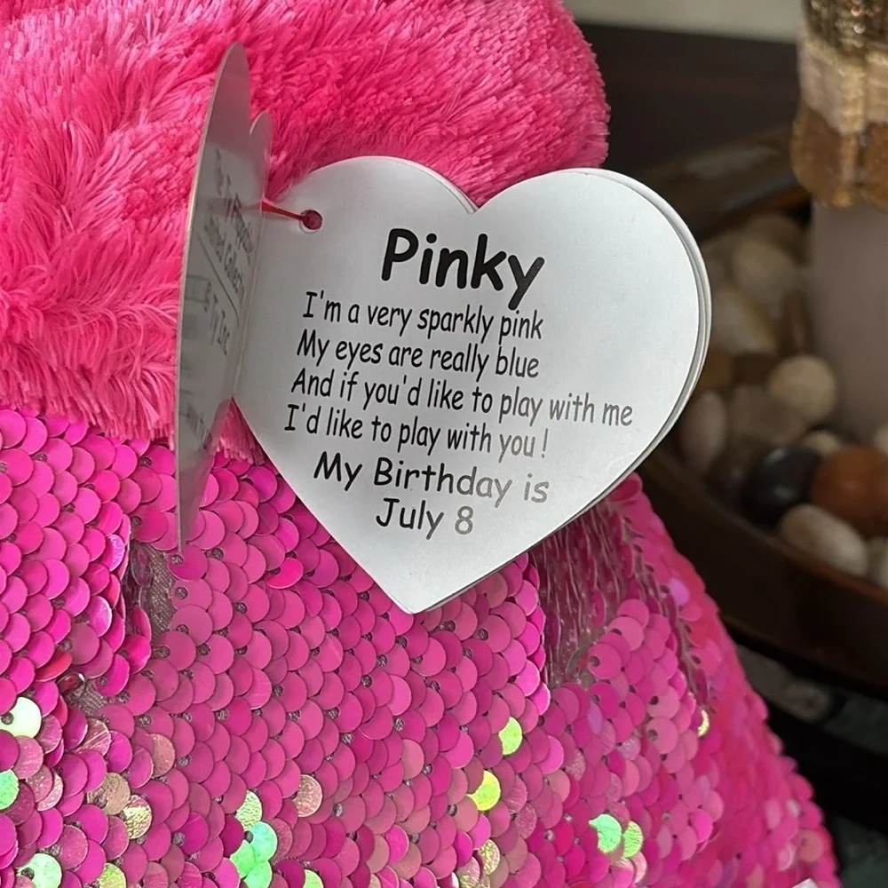 Brand New Ty Flippables Pinky the Flamingo Reversible Sequins Large 18